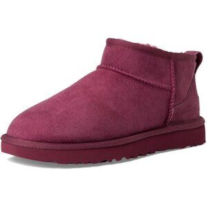 UGG Women's Burnt Magenta​ Rounded Toe Sheepskin Lining Classic Ultra Mini Boot